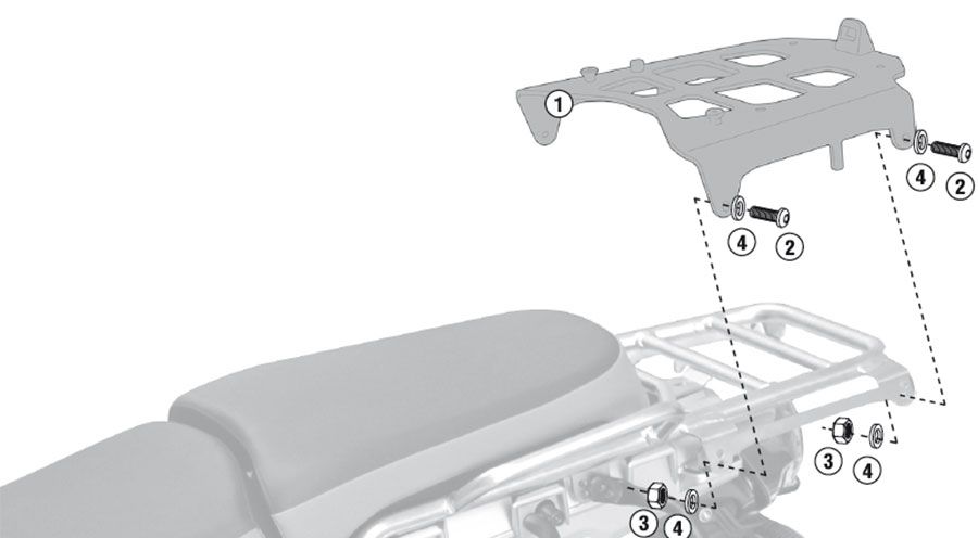BMW R1200GS (04-12), R1200GS Adv (05-13) & HP2 Top case mounting-Aluminium