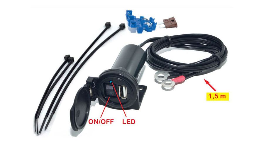 USB socket with On/Off switch for BMW R 1250 RT | Motorcycle Accessory