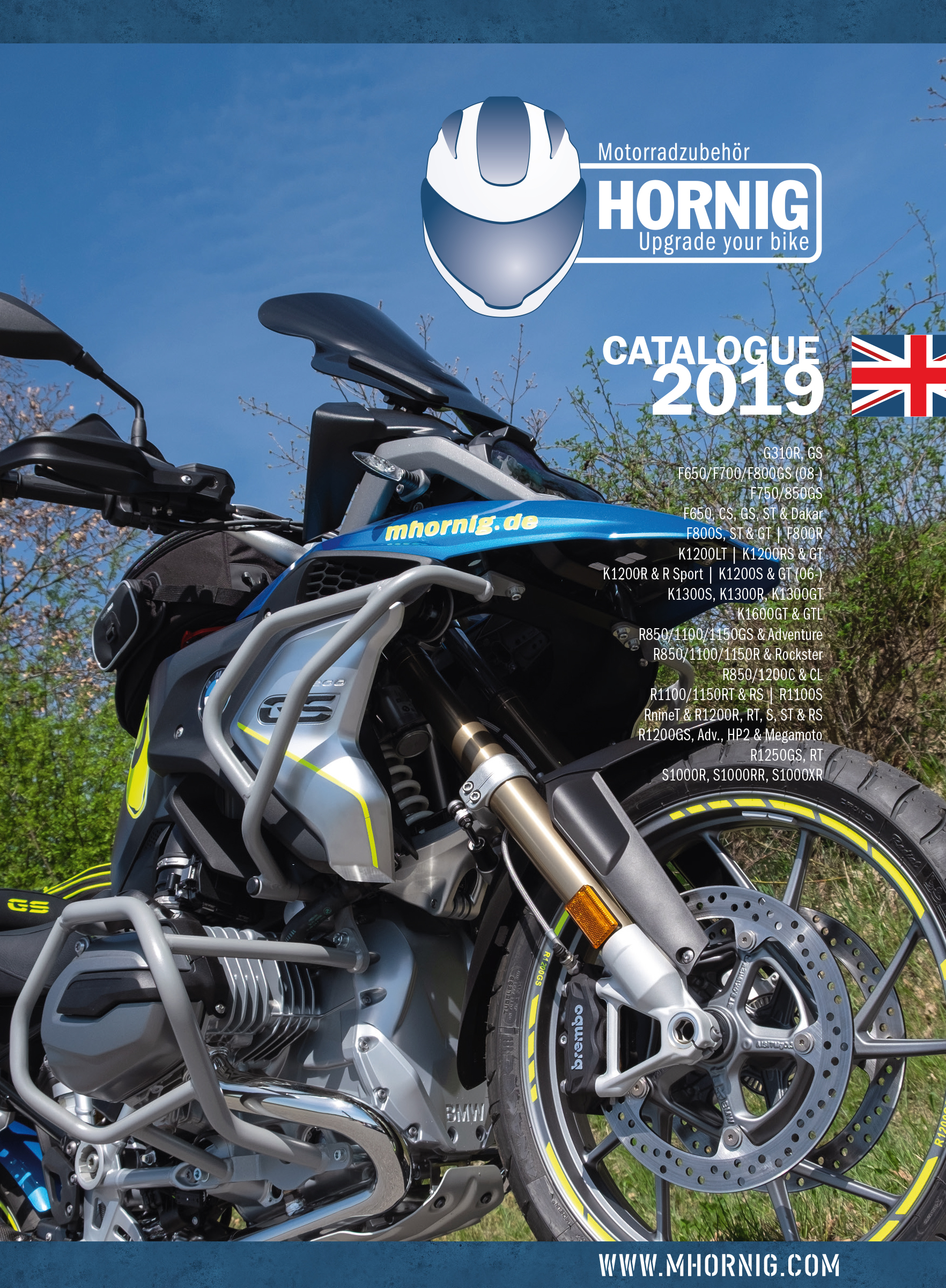 New BMW motorcycle accessory catalogue 2019 by Hornig download or pre